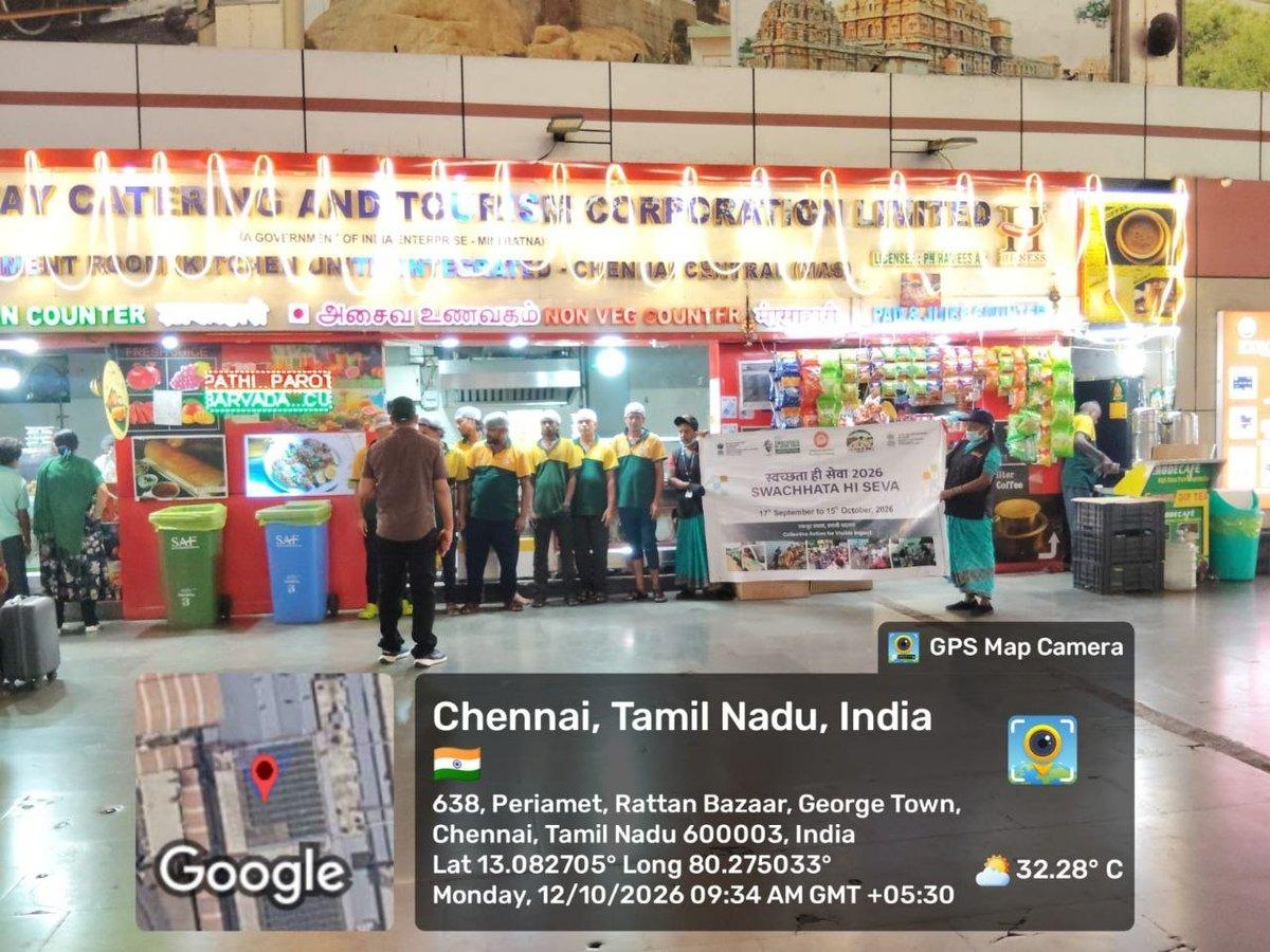 ♻️Under Swachhata Pakhwada 2026, OBHS staff and stall vendors at Dr MGR Chennai Central were sensitised on SWM, waste segregation and the use of four-colour dustbins. 🚉