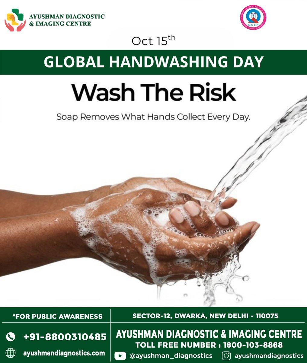 Lather well, scrub for 20 seconds, rinse, and you’ve looked after yourself and everyone you meet next. Happy Global Handwashing Day. Go on, wash the risk. #ayushmandiagnostics #ayushman #delhi