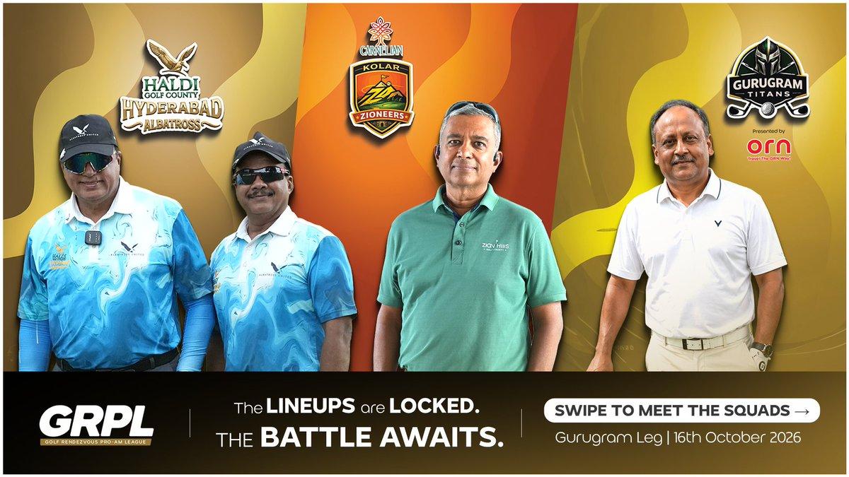 THREE TEAMS. THREE CITIES. ONE BATTLE FOR GLORY. 🔥🏆 Meet Hyderabad Albatross, Gurugram Titans & Kolar Zioneers ahead of the GRPL Gurugram Leg! 📍 16 October | Classic Golf & Country Club Who’s taking t