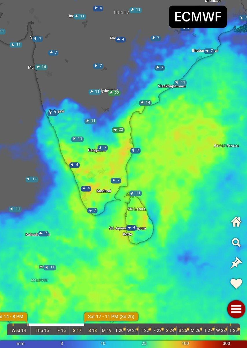 #3DayWX Update NEM onset spell to bring widespread rains: • Coastal regions including SAP, #Chennai, Delta will get mod-heavy rain spells • As bands will penetrate, moderate to strong thudnerstorms wi