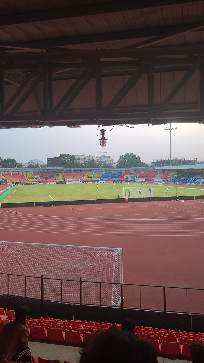 Maybe it was last minute decision to move to Balewadi stadium for @InterKashi. Because stadium wasn't well prepared, seats were not clean. Only seats which were available to seat where farthest from p