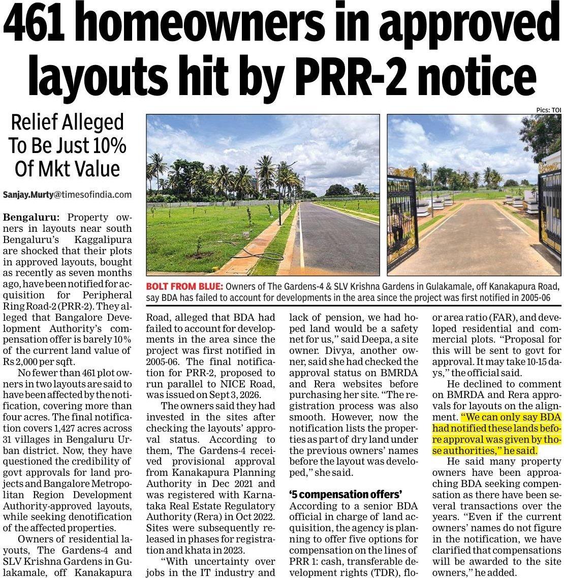 RT by @BhatAnvesh: ■For the land losers of PRR-1/PRR-2 Project, recommend these 3 Non- Cash Compensation options, if you feel cash is lesser : 🔹35% Commercial Sites compensation 🔹Transferab
