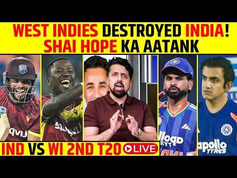 🔴INDIA VS WEST INDIES 2ND T20 LIVE: WEST INDIES DESTROYED INDIA! SHAI HOPE KA AATANK