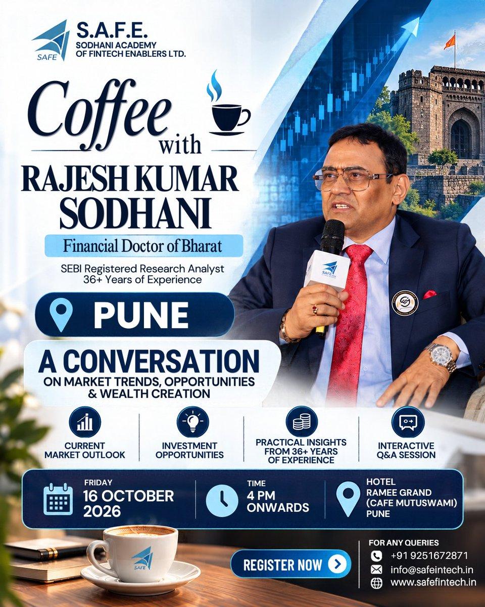 What if your next coffee came with 36+ years of market wisdom? No boring lectures. Just real market insights, wealth creation & YOUR questions with Rajesh Kumar Sodhani! 📅 16 Oct | 4 PM onwards 📍 Hote