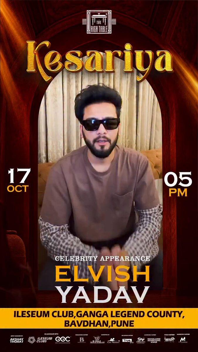 PUNE, Elvish Yadav is coming to your city PUNE on 17th October 2026 for Navratri festival. Are you guys excited?
