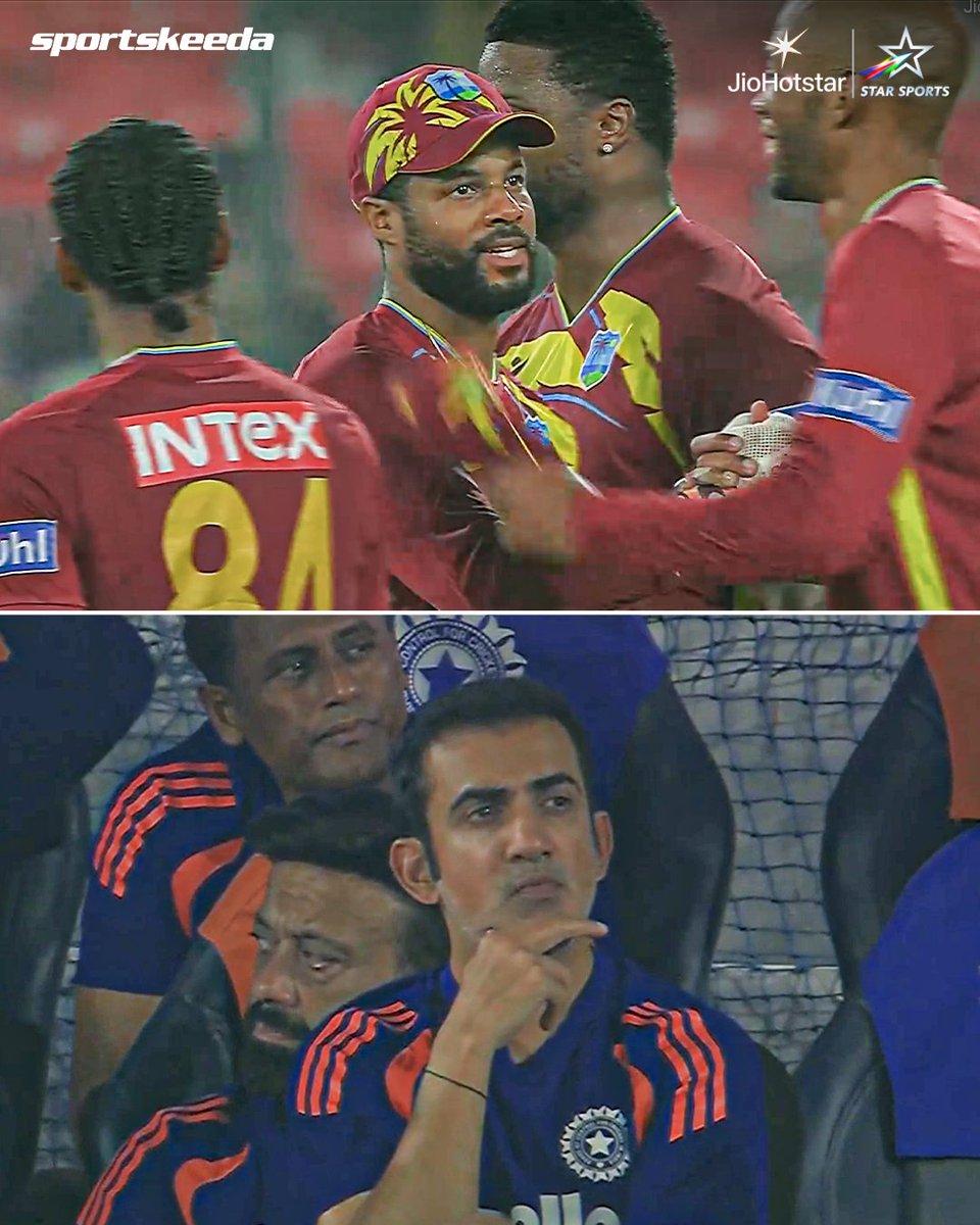 Gautam Gambhir looks disappointed following India's defeat in Hyderabad! 🥲🇮🇳 #INDvWI #T20Is #Hyderabad #Sportskeeda