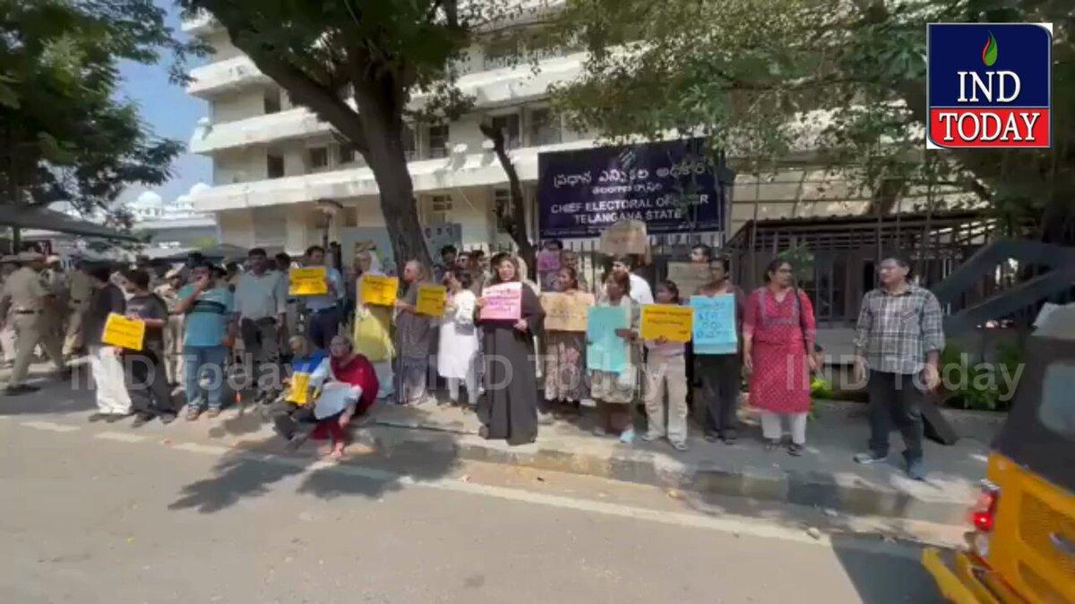 Citizens and youth in Hyderabad demanding the cancellation of and CEC Gyanesh Kumar's resignation. Stance: Unyielding pledge to safeguard constitutional rights and electoral integrity.