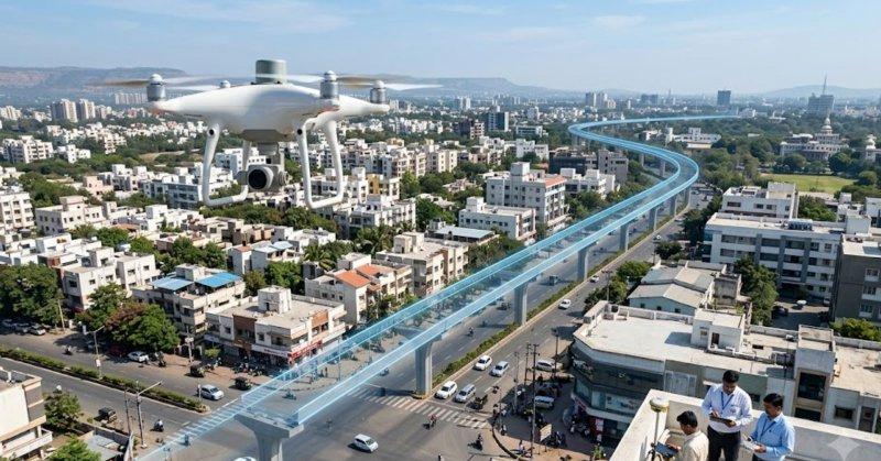 body plans survey, site film for Capacity Mass Transit Circular Route https://indianexpress.com/article/cities/pune/pune-high-capacity-mass-transit-circular-route-drone