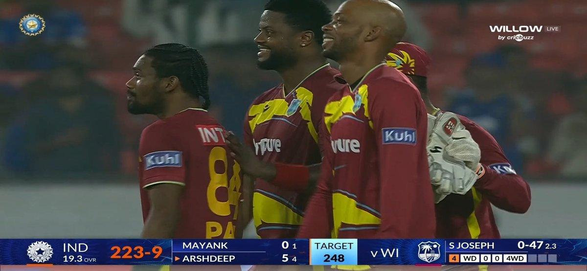 RT by @CricUniverse7: Breaking 🚨 #West_Indies level the series at #Hyderabad India lost by 24 runs in the 4th #T20I's Congratulations 🎊 👏 💐 West Indies Team Keemo Paul took 4/41 #INDvWI