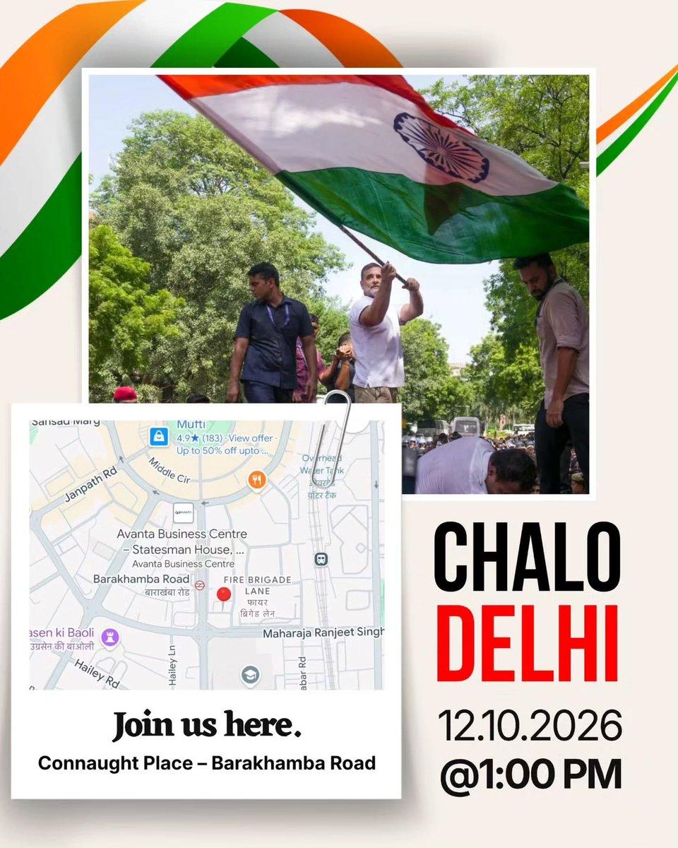 🇮🇳 Chalo Delhi. 📅 12 Oct 2026 | 🕐 1 PM 📍 Barakhamba Lane to Supreme Court