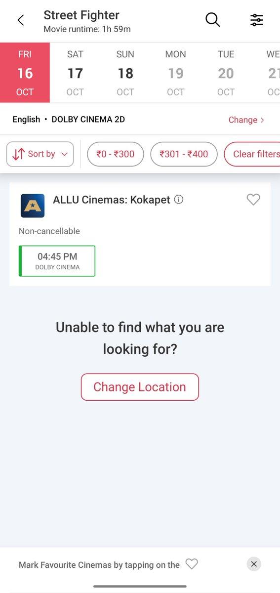 Well well! #StreetFighter listed @AlluCinemas #DolbyCinema #Hyderabad Wasn't expecting this.
