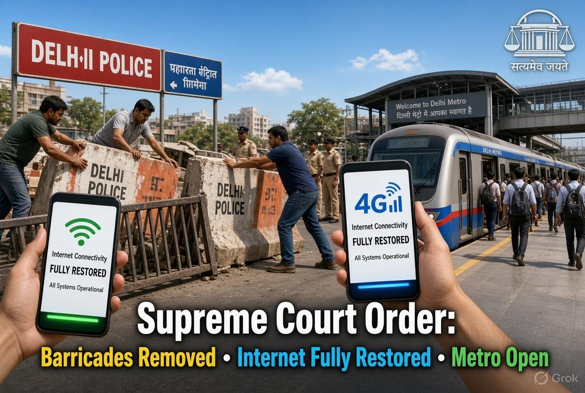 Delhi: Major Supreme Court order “Remove all barricades across the city. Internet cannot be shut down ,fully restore it. No ban on Metro till the next hearing.”