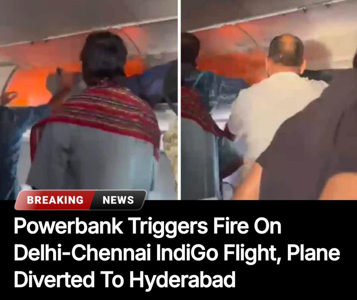 Powerbank Triggers Fire On -#Chennai @IndiGo6E Flight, Plane Diverted To