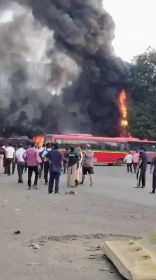 News of a fire breaking out in 10 BEST buses at the Anik Depot located in Sion, Mumbai. Thick black clouds of smoke rose, and no emergency teams at the scene.