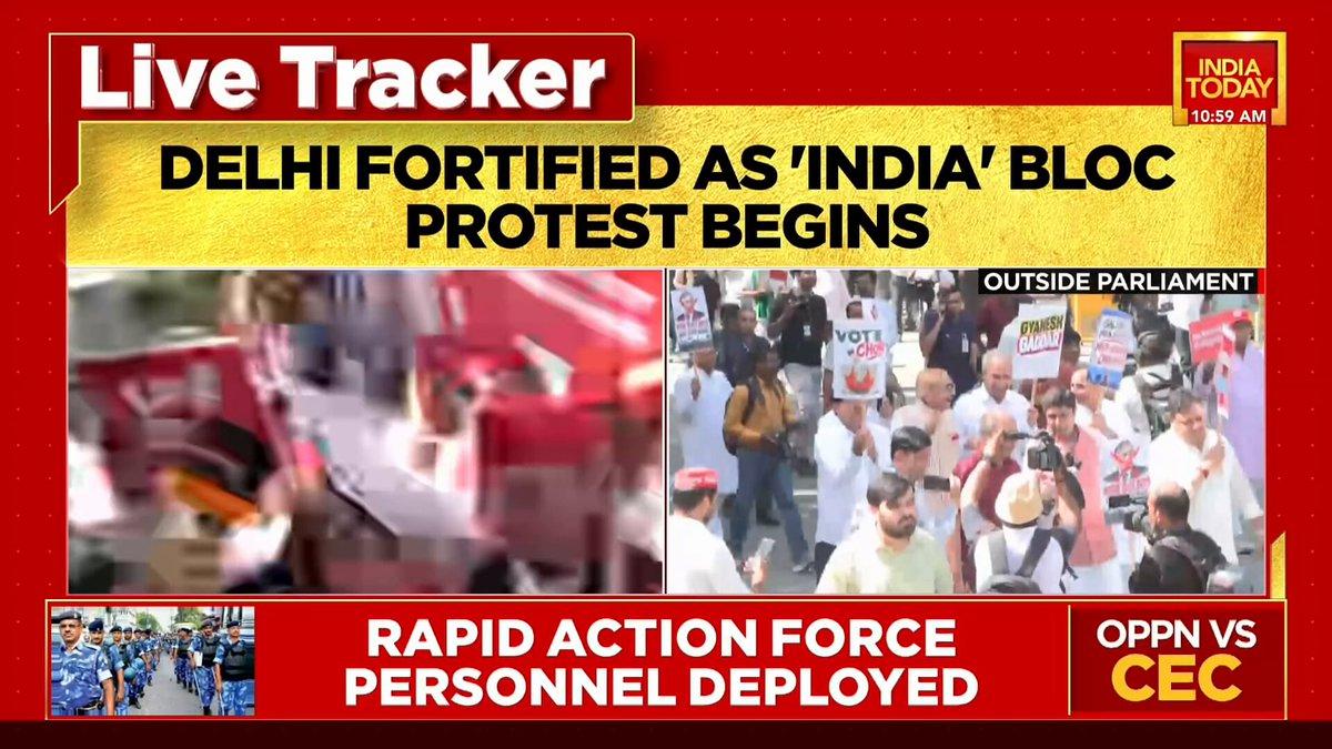 Delhi fortified as 'INDIA' Bloc protest begins. Watch this ground report. | @Scribe_Rahul @Piyush_Mi @Mausamii2u @poojashali