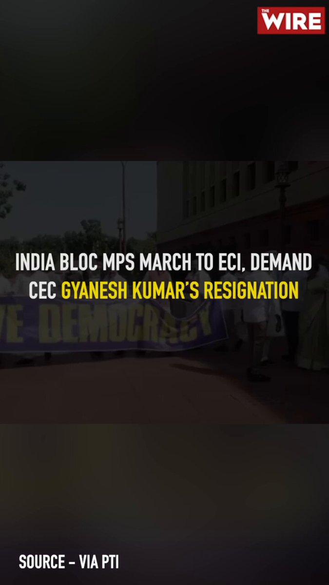 RT by @PKS0403666: INDIA Bloc MPs March to ECI, Demand CEC Gyanesh Kumar's Resignation