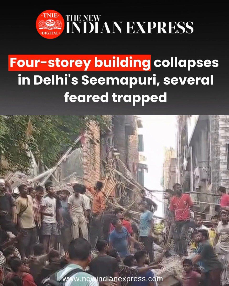 Several people are feared trapped after a four-storey building collapsed in northeast Delhi's Seemapuri area on Wednesday, with debris burying parts of two to three adjoining houses, officials said. 🔗