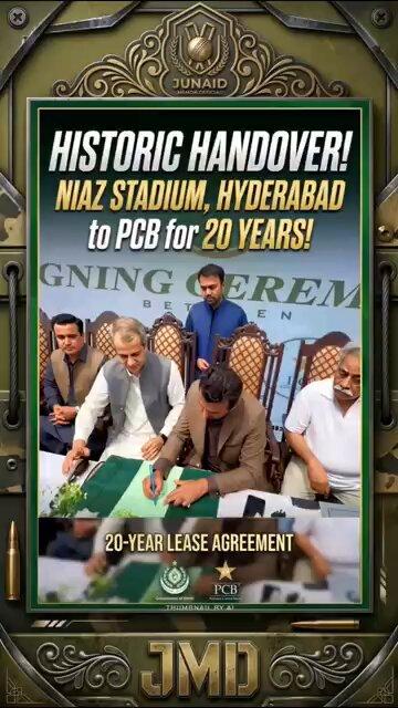 🏏HMC and PCB have signed a 20-year agreement for Niaz Stadium. PCB will upgrade the historic venue to international standards, paving the way for domestic, international and PSL cricket in Hyderabad.