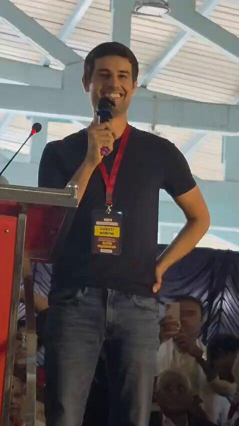 RT by @BharatNaik7stf: protest in YouTuber Dhruv Rathee addresses the crowd gathered at Freedom Park here to demand the resignation of CEC Gyanesh Kumar over messing up the SIR exercis