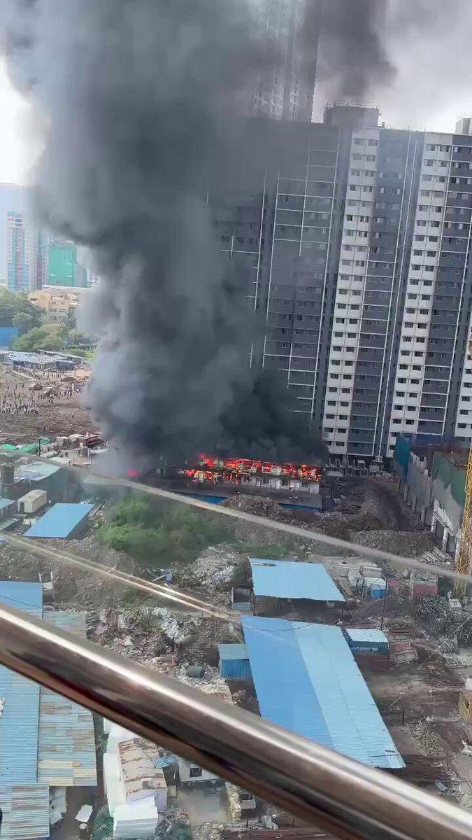 Massive fire breaks out at labour camp in Mumbai's Mulund, seven gas cylinders explode | The fire is suspected to have been triggered by a gas cylinder explosion.