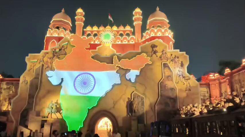 Durga Puja 2026 Full On energy on Nationalism 🇮🇳 Santosh Mitra Square Puja Pandal The most awaited and awesome Durgapuja Pandal with beautiful theme Vende_Matram #Kolkata #DurgaPuja #SantoshMitraSquar