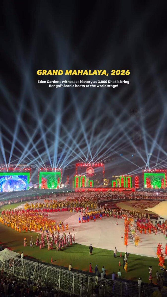 RT by @indivya1: Eden Gardens witnesses history as 3,000 Dhakis bring Bengal's iconic beats to the world stage! Jai Mata di 🙏