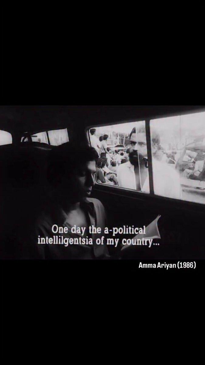 What does it mean to be apolitical in a burning world? Amma Ariyan (1986) is a Malayalam experimental drama film directed by John Abraham and written by John Paul; it is one of the most influential an