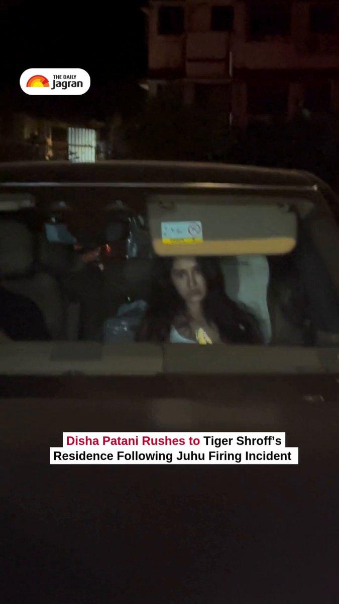 Actress Disha Patani arrived at Tiger Shroff’s Juhu residence late Sunday night following a firing incident targeting his car.