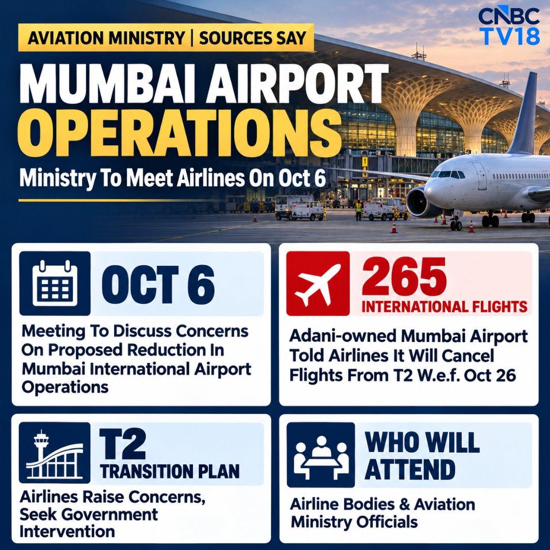| To Meet Airlines On Oct 6 To Discuss Concerns On Proposed Reduction In Intl Airport Ops, Sources Say Airline Bodies To Attend The Meeting With Aviation Ministry O