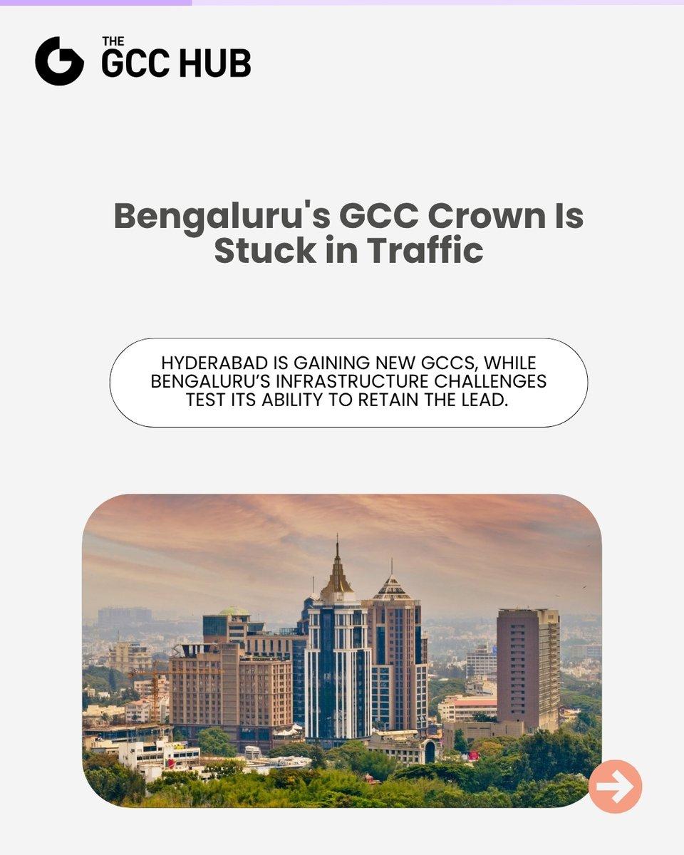 Bengaluru still leads India’s GCC ecosystem, but traffic, delayed metro projects and road works are putting pressure on its advantage as Hyderabad attracts a growing share of new centres. Read the ful