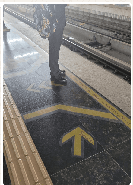 😡#IndiaCivicSense Superb example of India's lack of civic sense. The metro platform has clear markings where to stand. But this gent stands exactly on the arrows showing where people will get off. And