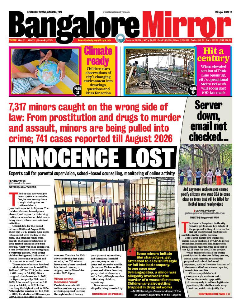 Today's Bangalore Mirror, Front Page. Grab a copy, or check out at https://epaper.indiatimes.com