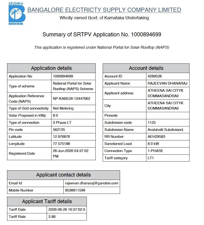 Urgent attention required: Applied to enhance to 8 KW 3 months ago on 26/06/2026 (App ID: 1000894699, Account ID: 4289528), it is still pending. Avalahalli Subdivision Request immediate resolution. cc