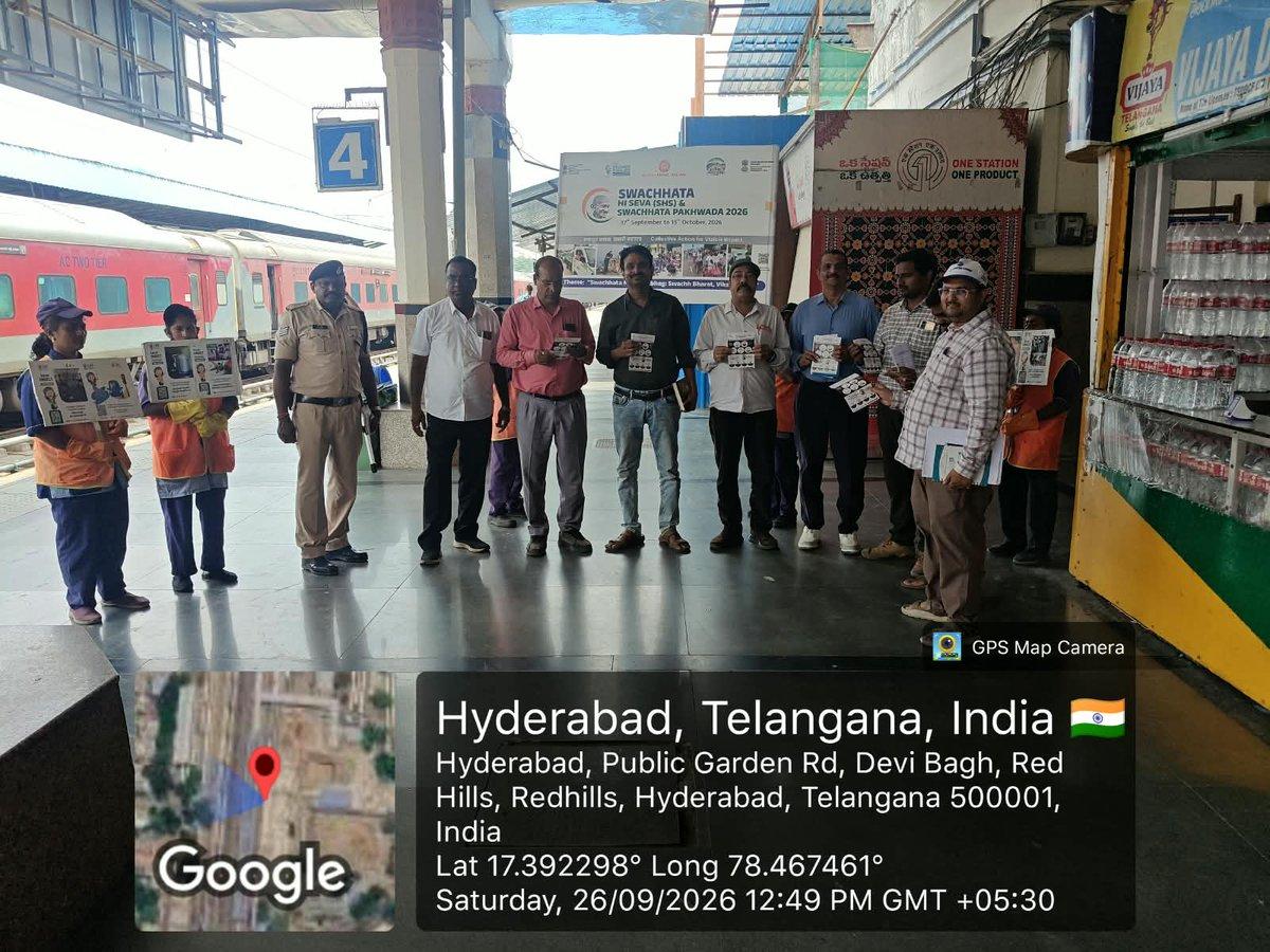 RT by @SCRailwayIndia: Cleanliness awareness program and distribution of pamphlets was carried out at Station by Station staff and team about importance of Swachhata. #
