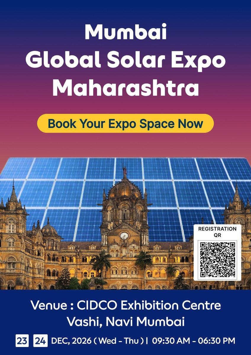 MUMBAI – Global Solar Expo & Global Battery Expo MAHARASHTRA 2026 https://lnkd.in/damx6H8M