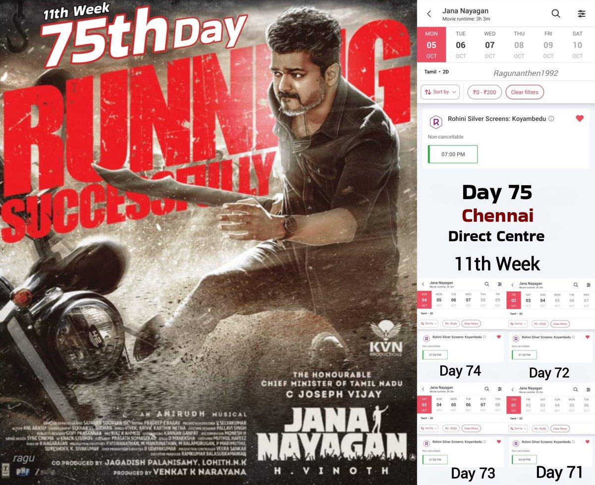 RT by @m_gajan: 75th Day (05-09-2026) 💥 75 Days: 11th Week Monday Rohini ✨ [Direct Centre] @actorvijay