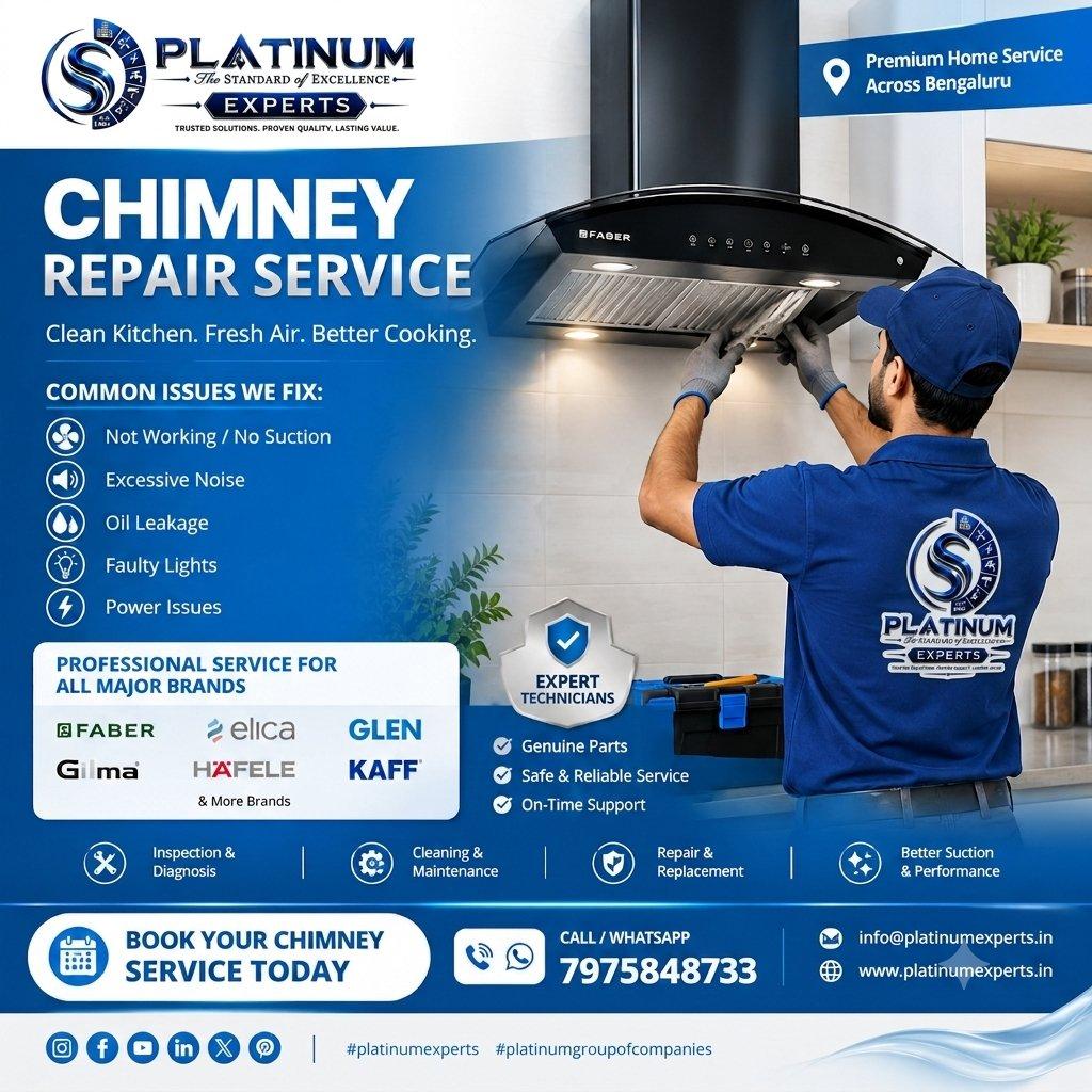 Platinum Experts | Chimney Repair & Service in Bengaluru. Professional appliance care at your doorstep. 📞 7975848733 | 🌐 https://platinumexperts.in | 📩 info@platinumexperts.in | The Standard of Excell