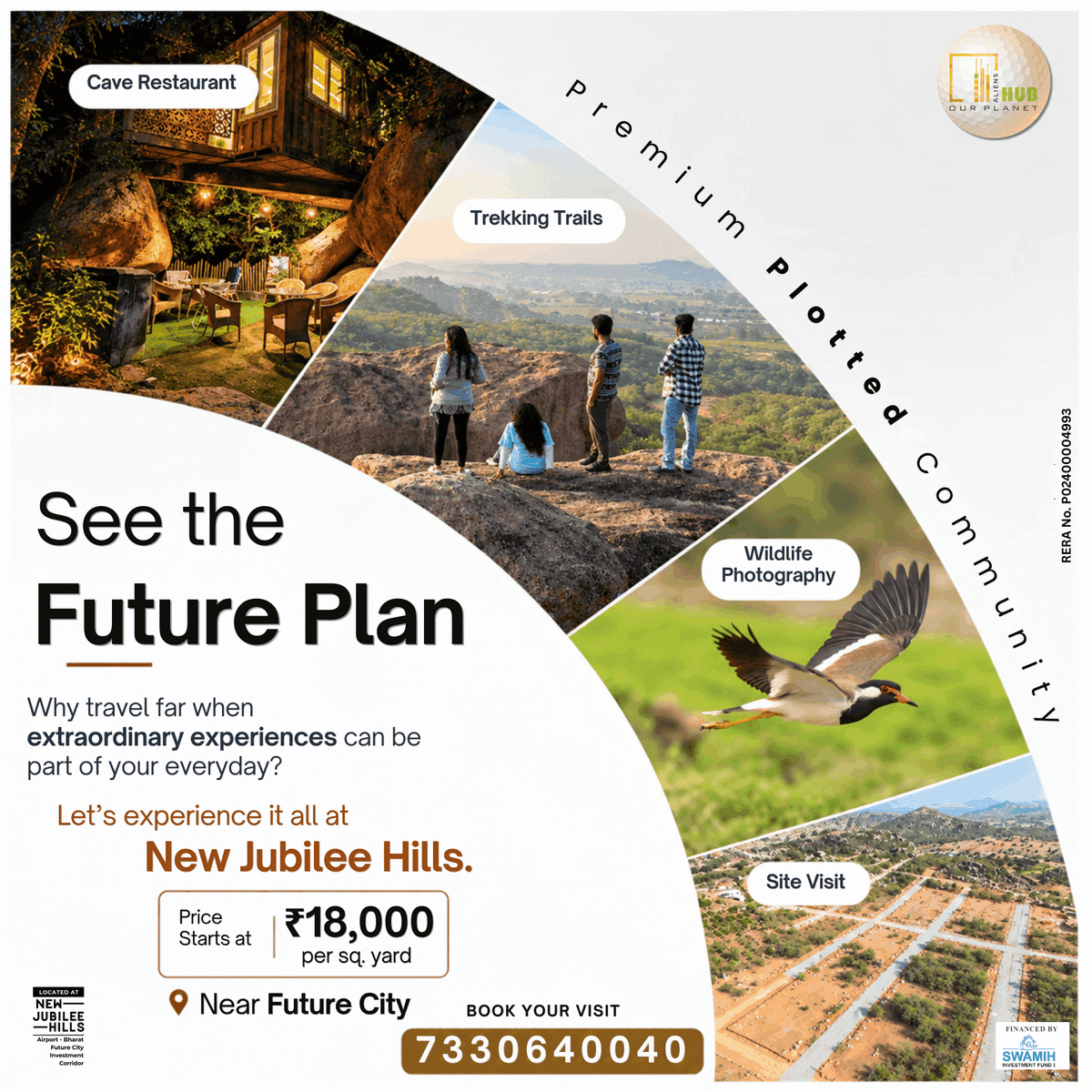 🌿 Why travel far when extraordinary experiences can be part of your everyday? 🥾 Trekking Trails 🦅 Wildlife Photography 🍽️ Cave Restaurant 📍 Near Future City New Jubilee Hills | ₹18,000/Sq. Yard onward