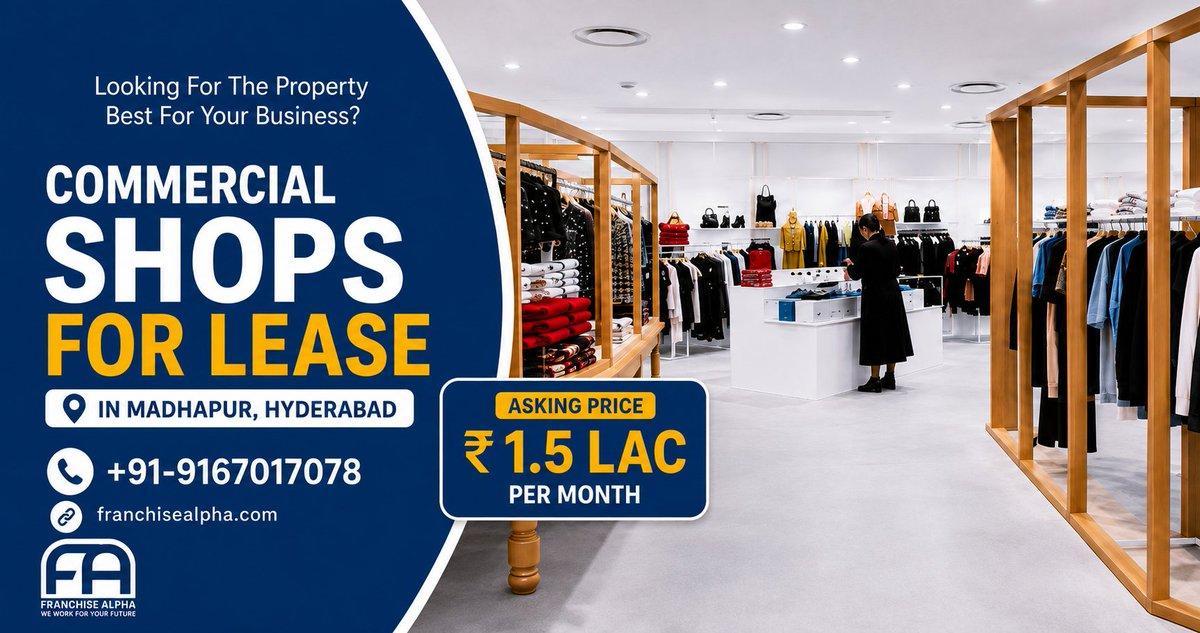 🏢 Commercial Shop for Lease in Madhapur, Hyderabad 2,200 Sq.Ft. | ₹1.5L/month ✔ Ground Floor ✔ Semi-Furnished ✔ 2 Parking ✔ 2 Washrooms ✔ Power Backup 🔗 https://zurl.co/1OyQr