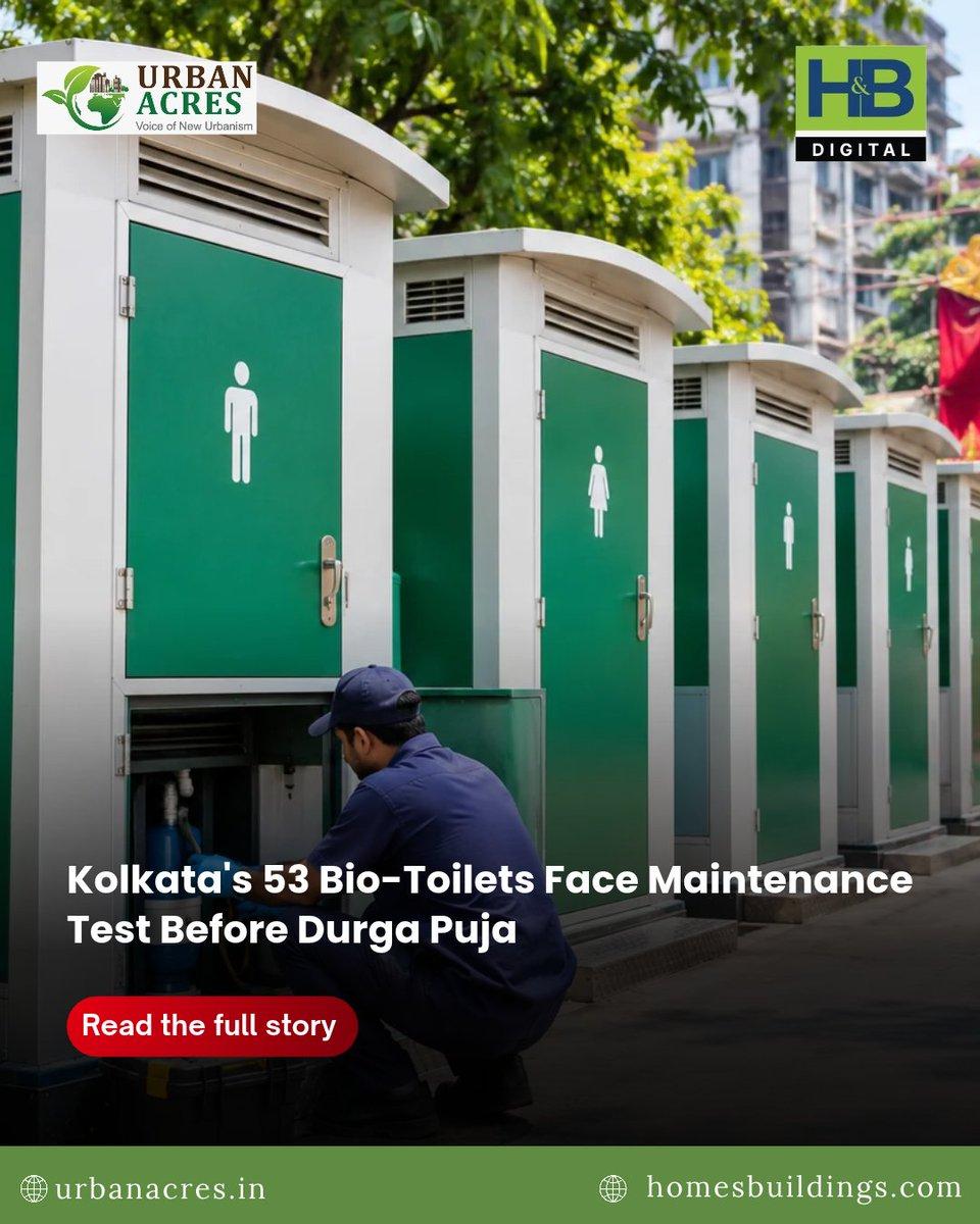 KMC expands temporary sanitation capacity ahead of Durga Puja with 28 new bio-toilets. Read more: https://urbanacres.in/kolkatas-53-bio-toilets-face-maintenance-test-before-durga-puja/ @kmc_kolkata @m