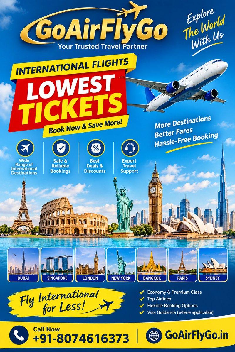 Book International Flight ✈️ Ticket 🎟 @airindia @IndiGo6E @British_Airways @qatarairways