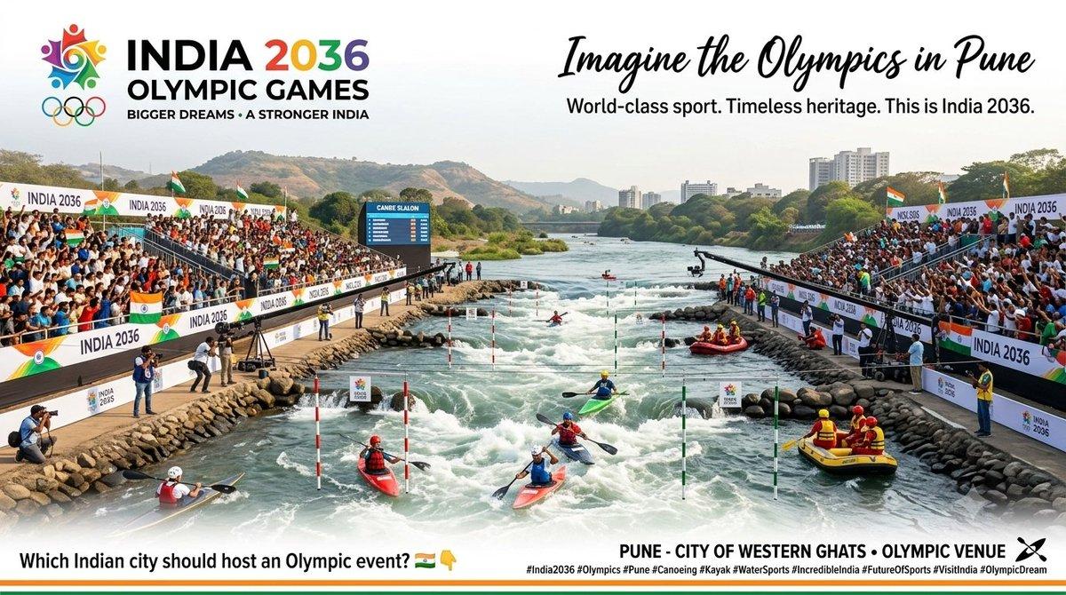 R to @BRICSinfo: What if the Olympics came to Pune? 🇮🇳🏅 Elite kayakers battling churning whitewater, with the hilly, bustling energy of Pune fueling every stroke. Precision navigation meets natural aq