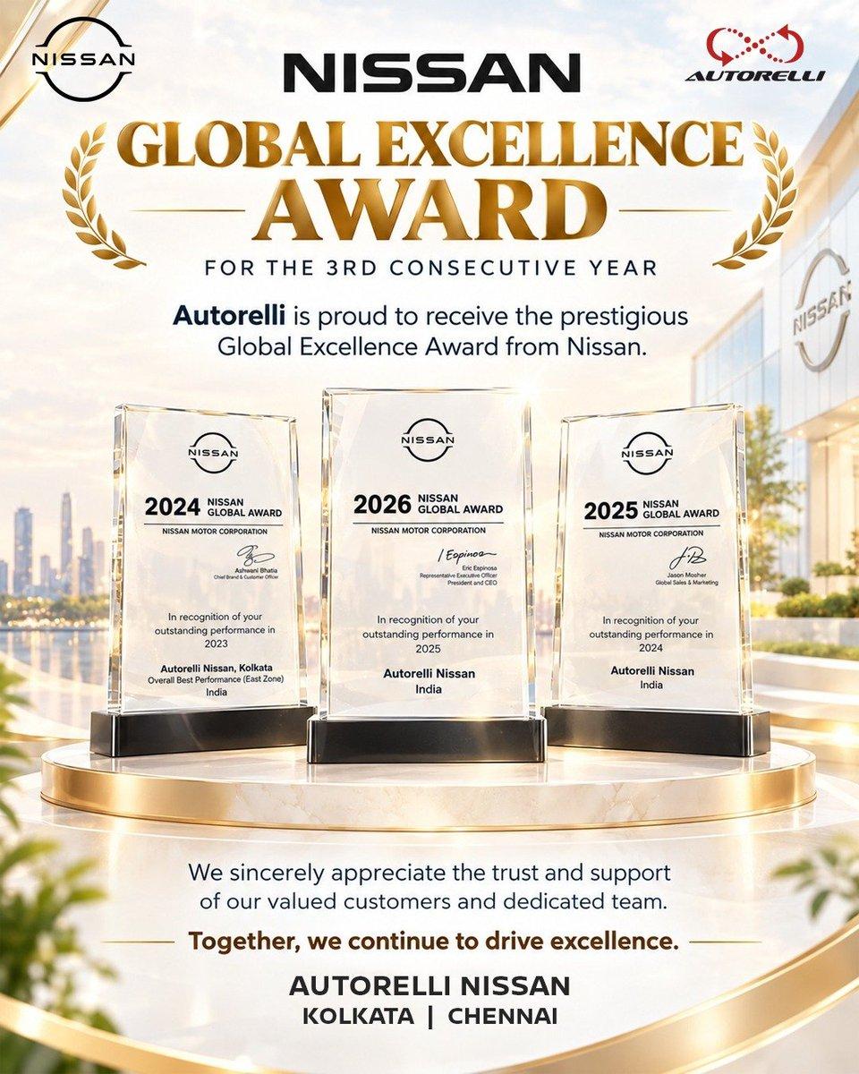 Proud to receive the Nissan Global Excellence Award for the 3rd consecutive year! Thank you to our customers and dedicated team for making this milestone possible. ❤️ 𝐀𝐮𝐭𝐨𝐫𝐞𝐥𝐥𝐢 𝐍𝐢𝐬𝐬𝐚𝐧 𝐂𝐡𝐞𝐧𝐧𝐚𝐢