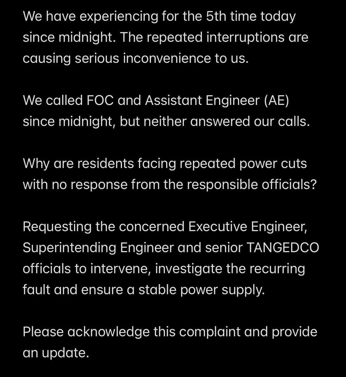 URGENT: 5th power cut today in Kolathuvancheri, near Paraniputhur, Chennai! @TANGEDCO_Offcl @CTR_Nirmalkumar @CMOTamilnadu @ISechns @TNDIPRNEWS