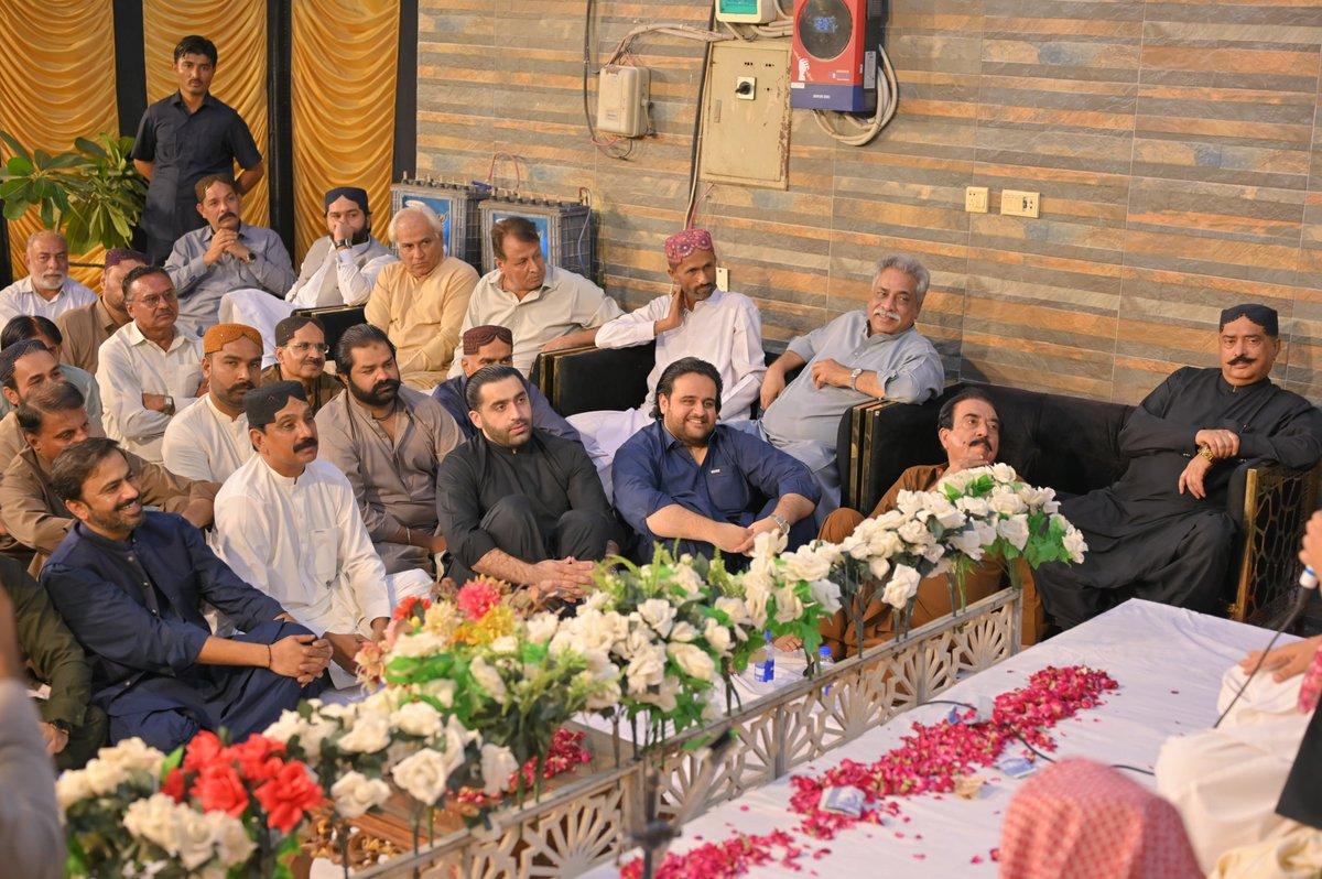 Hyderabad: Pakistan Peoples Party (PPP) leader Fayyaz Shah organized a Mehfil-e-Milad in Hyderabad, which was attended by PPP youth leader Rawal Sharjeel Memon.