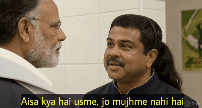RT by @Voicelesindians: Dharmendra Pradhan to Modi after watching Modi's effort to save Gyanesh Kumar. Dhruv Rathee