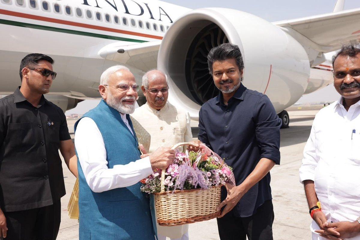 PM Modi held a mega roadshow in Chennai after CM Vijay welcomed him. Modi is set to launch projects worth over ₹13,000 crore. He also travelled on the new metro corridor with Vijay.