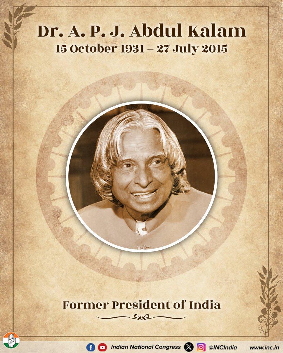 Remembering former President Dr. A. P. J. Abdul Kalam on his birth anniversary. His visionary leadership, scientific contributions and dedication to empowering young minds continue to inspire generati