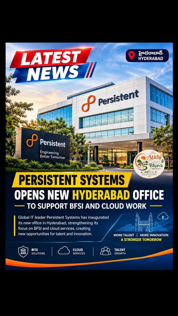 Persistent Systems has opened its third facility in Hyderabad at Phoenix Equinox in Gachibowli,dedicated to supporting technology programmes for banking, financial services and insurance clients FOLLO