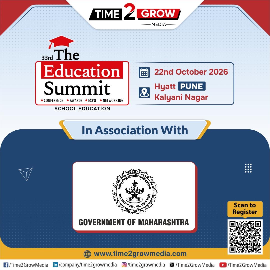 We’re delighted to announce our 𝗔𝘀𝘀𝗼𝗰𝗶𝗮𝘁𝗶𝗼𝗻 with the 𝗚𝗼𝘃𝗲𝗿𝗻𝗺𝗲𝗻𝘁 𝗢𝗳 𝗠𝗮𝗵𝗮𝗿𝗮𝘀𝗵𝘁𝗿𝗮 for the 33rd '#TheEducationSummit' in #Pune. #Time2GrowMedia #GovernmentOfMaharashtra #MaharashtraGovernment @ChDadaPatil